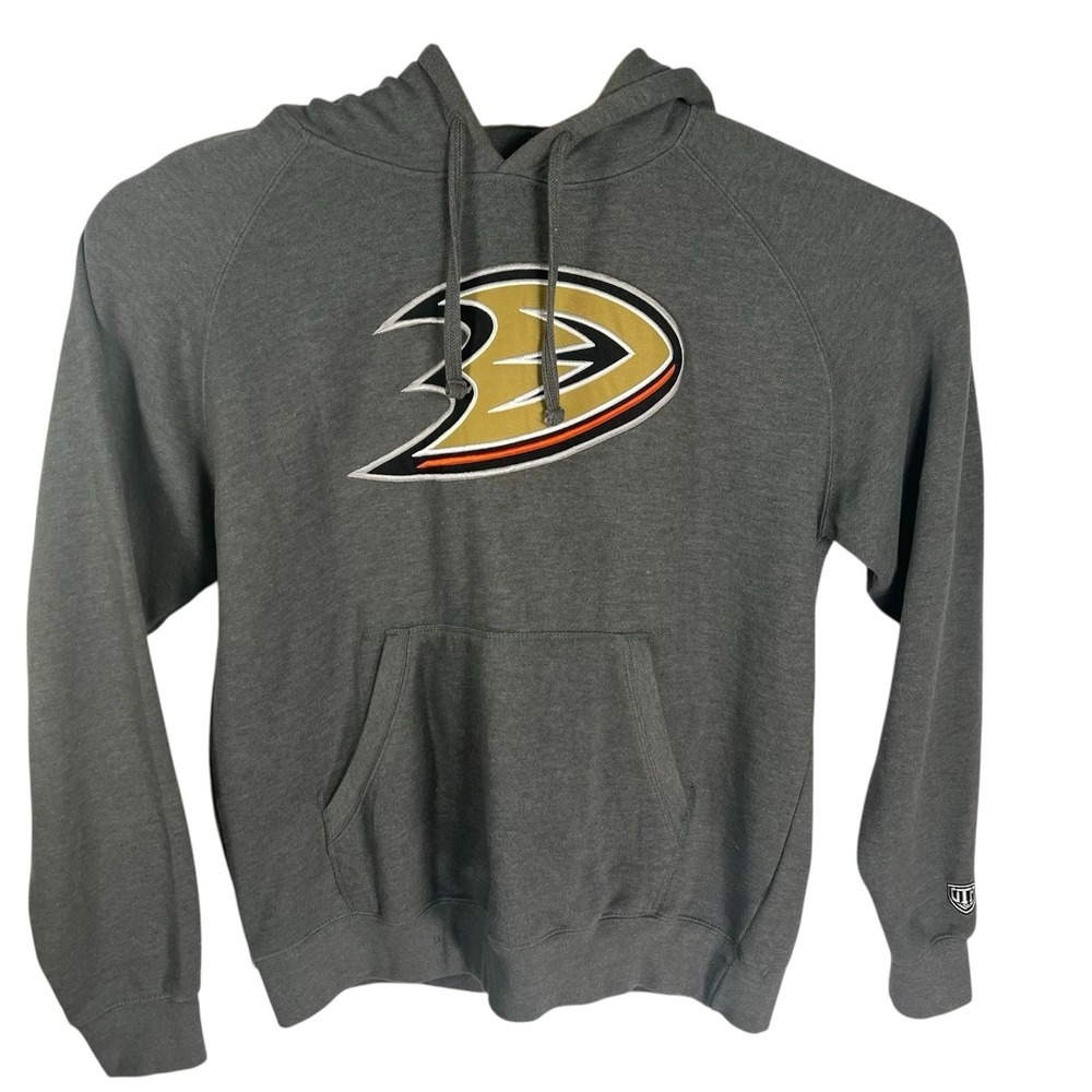 Old Time Hockey OTH Men Medium Gray Anaheim Ducks NHL Hooded Sweatshirt Pullover